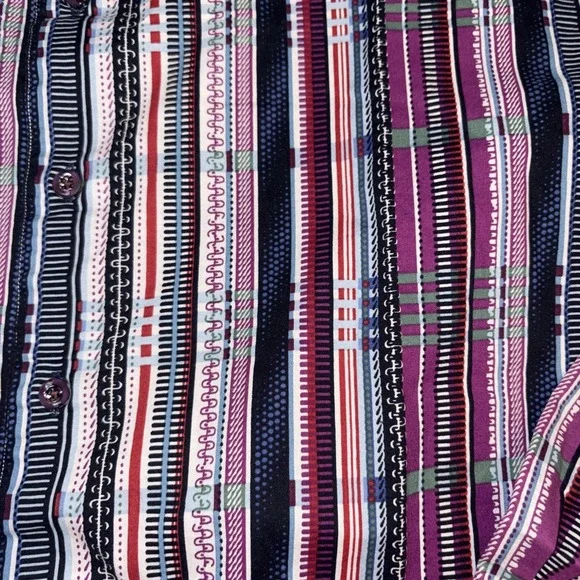 Robert Graham Embroidered All Over Print Button Up Long Sleeve Striped Shirt L - Picture 3 of 6